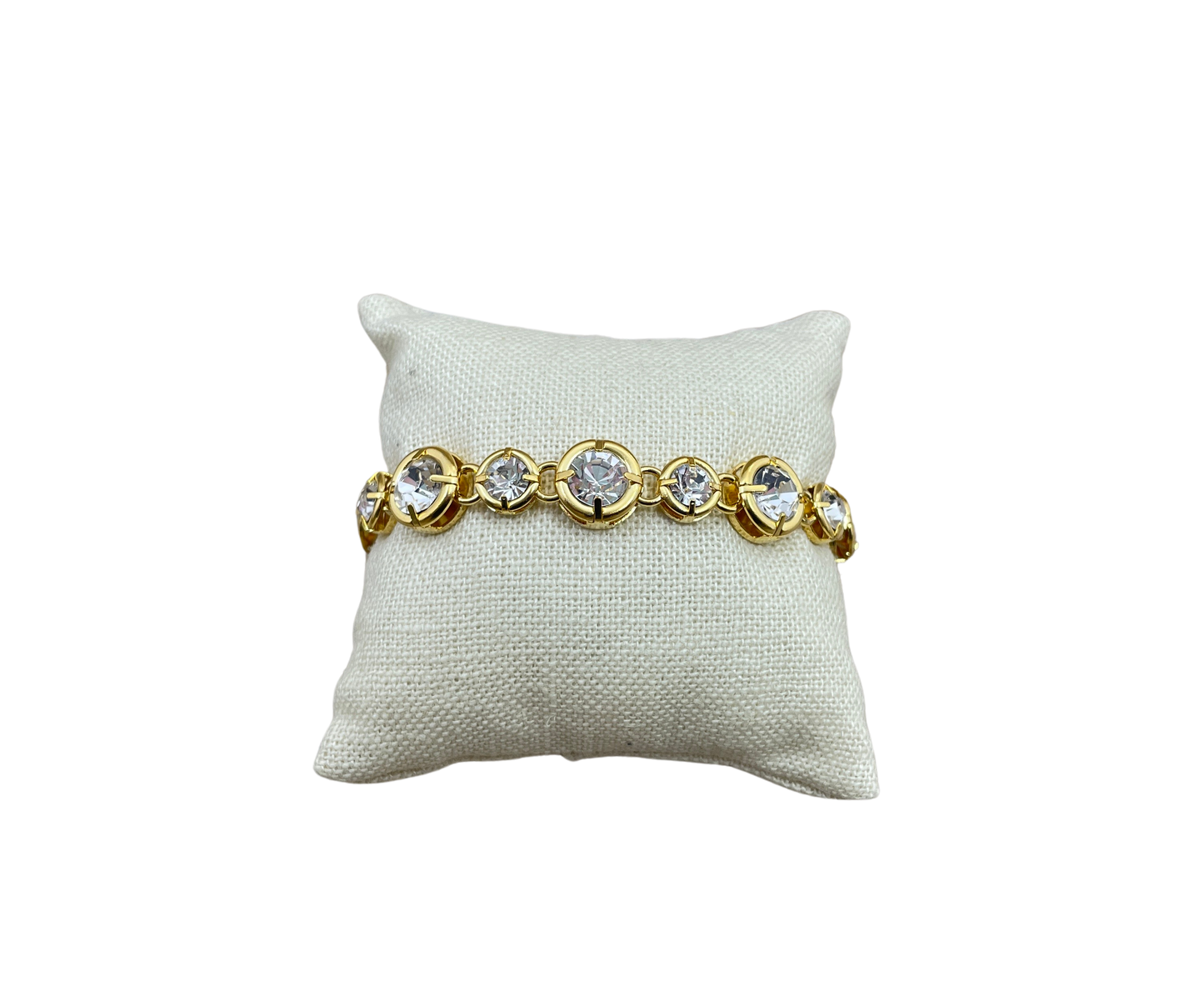 Gold Plated and Swarovski Crystal Bracelet 7.5" With Toggle Closure - Stacy Bradley Design