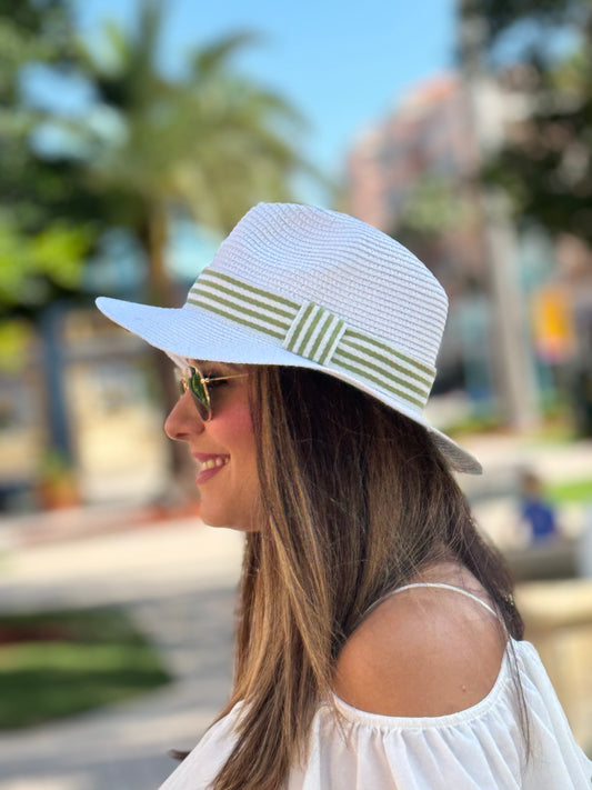 Hat / Stripe / White Sage / wholesale - Stacy Bradley Design