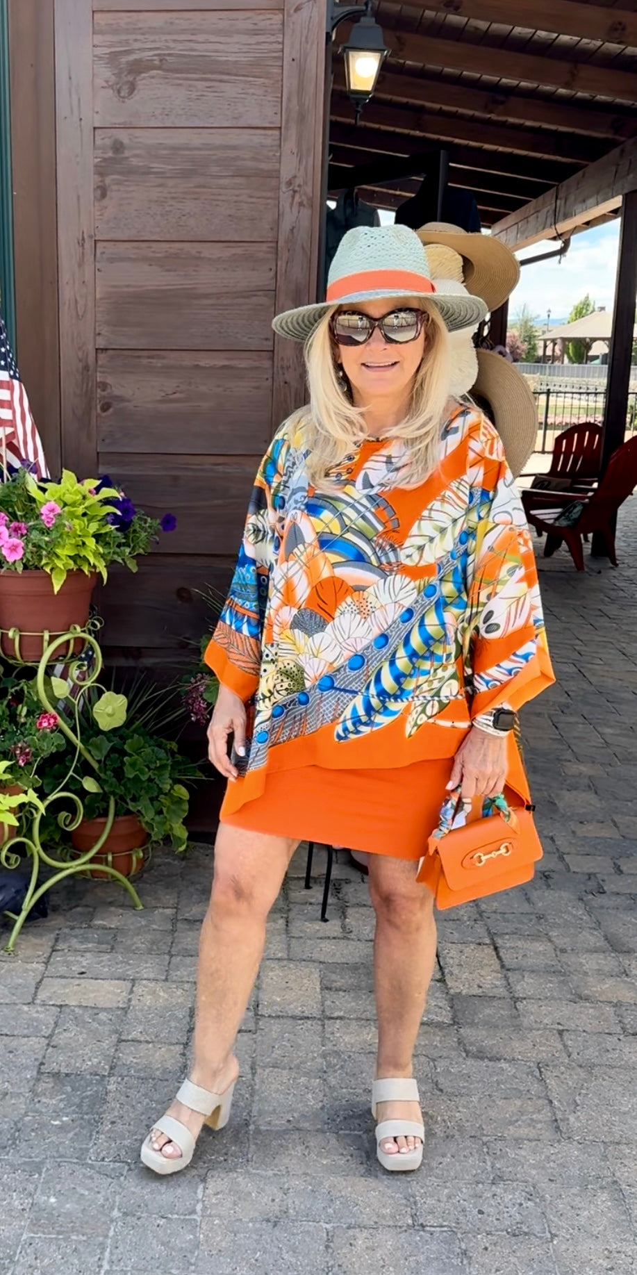 Tunic Orange Feathers / wholesale - Stacy Bradley Design