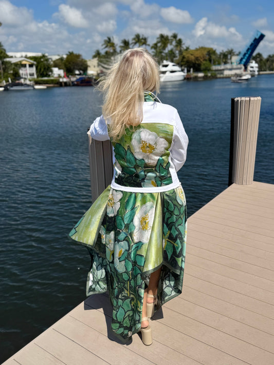 The White Denim Jacket / White Blossom - Stacy Bradley Design