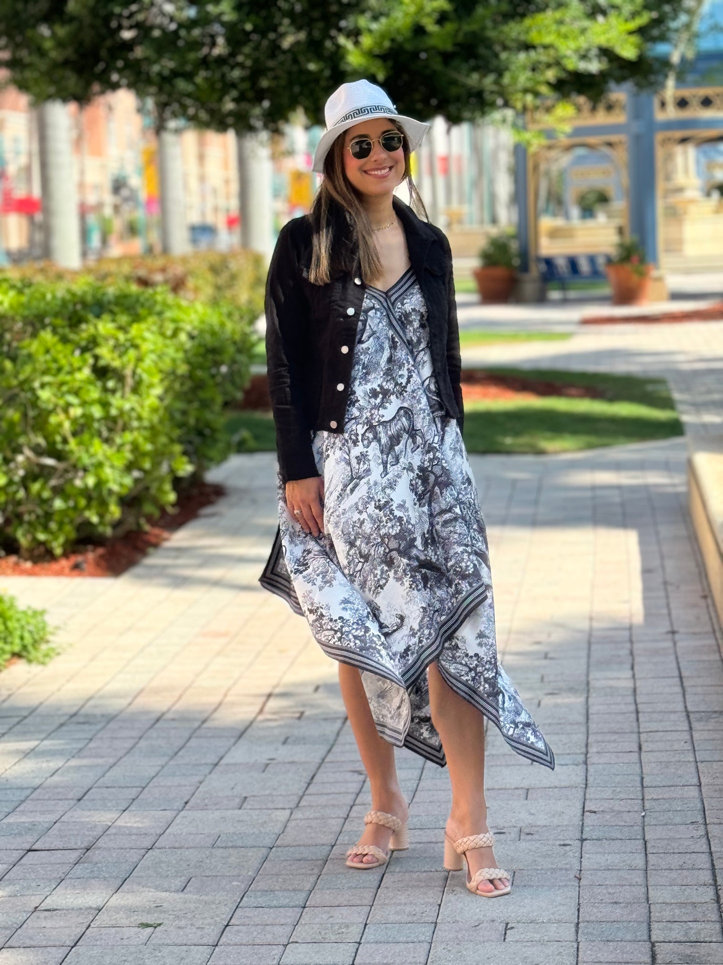 Silk Dress / Black and White Toile - Stacy Bradley Design