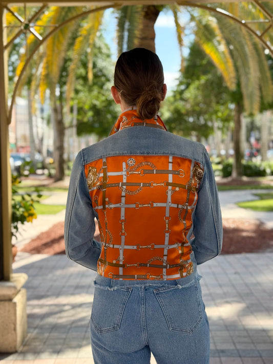 The Light Denim Jacket / Orange Straps - Stacy Bradley Design