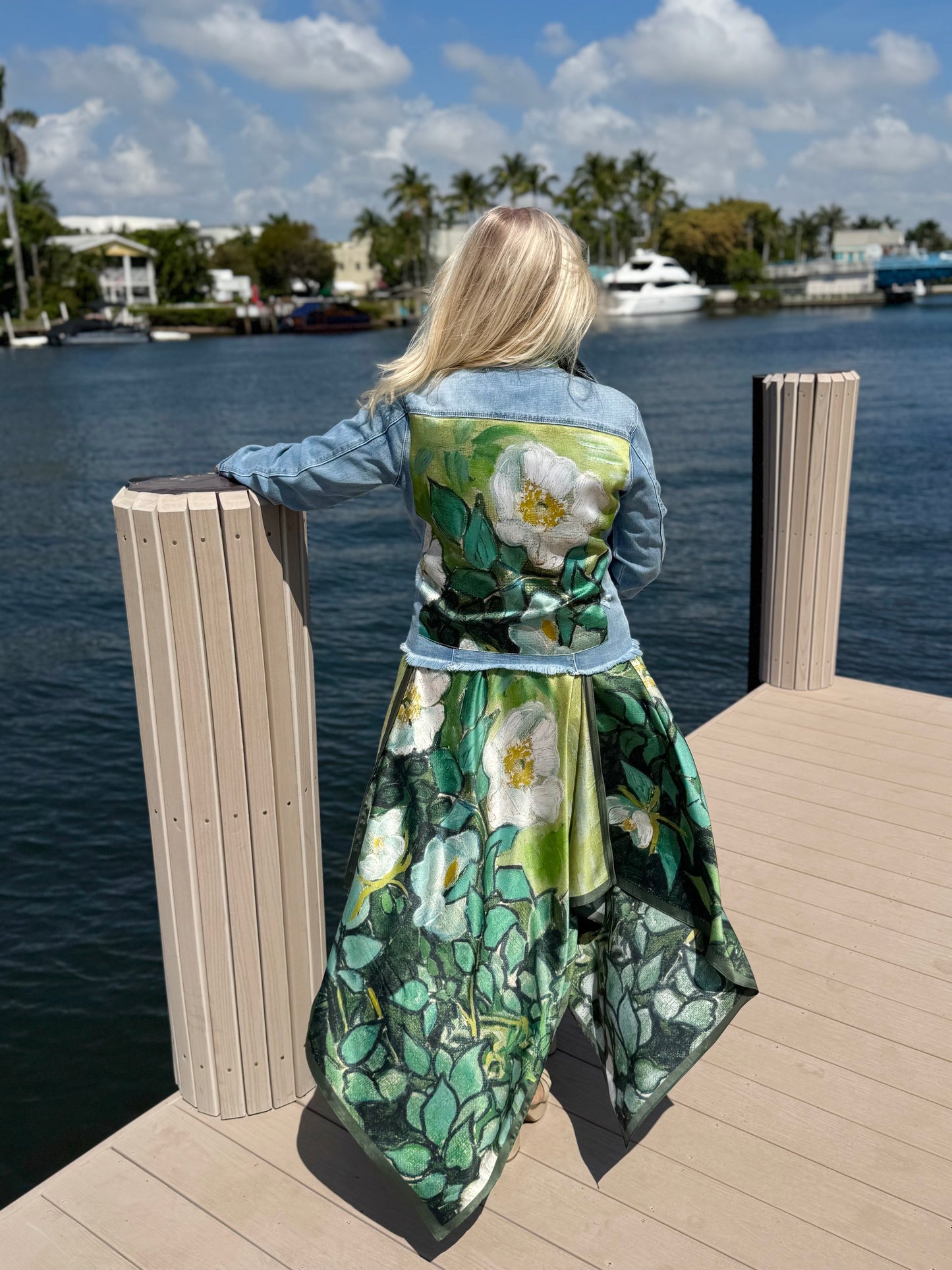 The Light Denim Jacket / White Blossom - Stacy Bradley Design