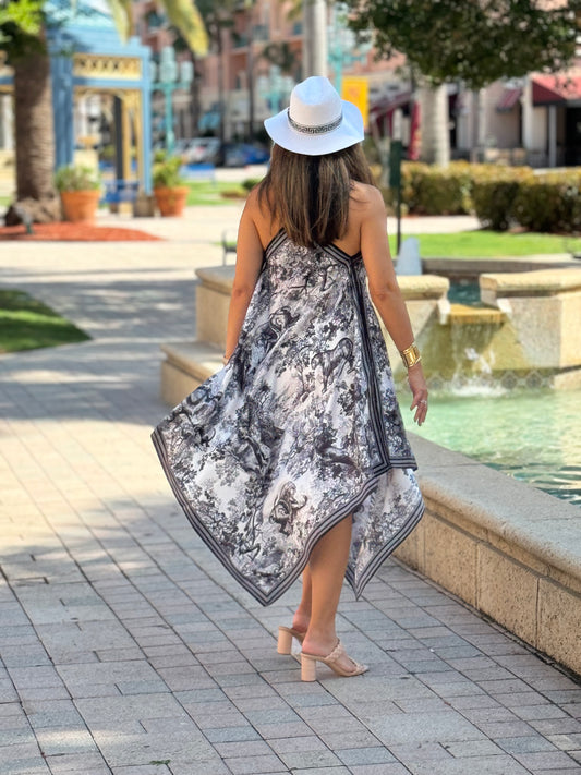 Silk Dress / Black and White Toile - Stacy Bradley Design