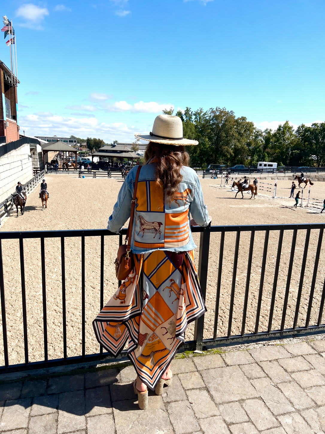 The Light Denim Jacket / Light Blue with Orange Horse - Stacy Bradley Design