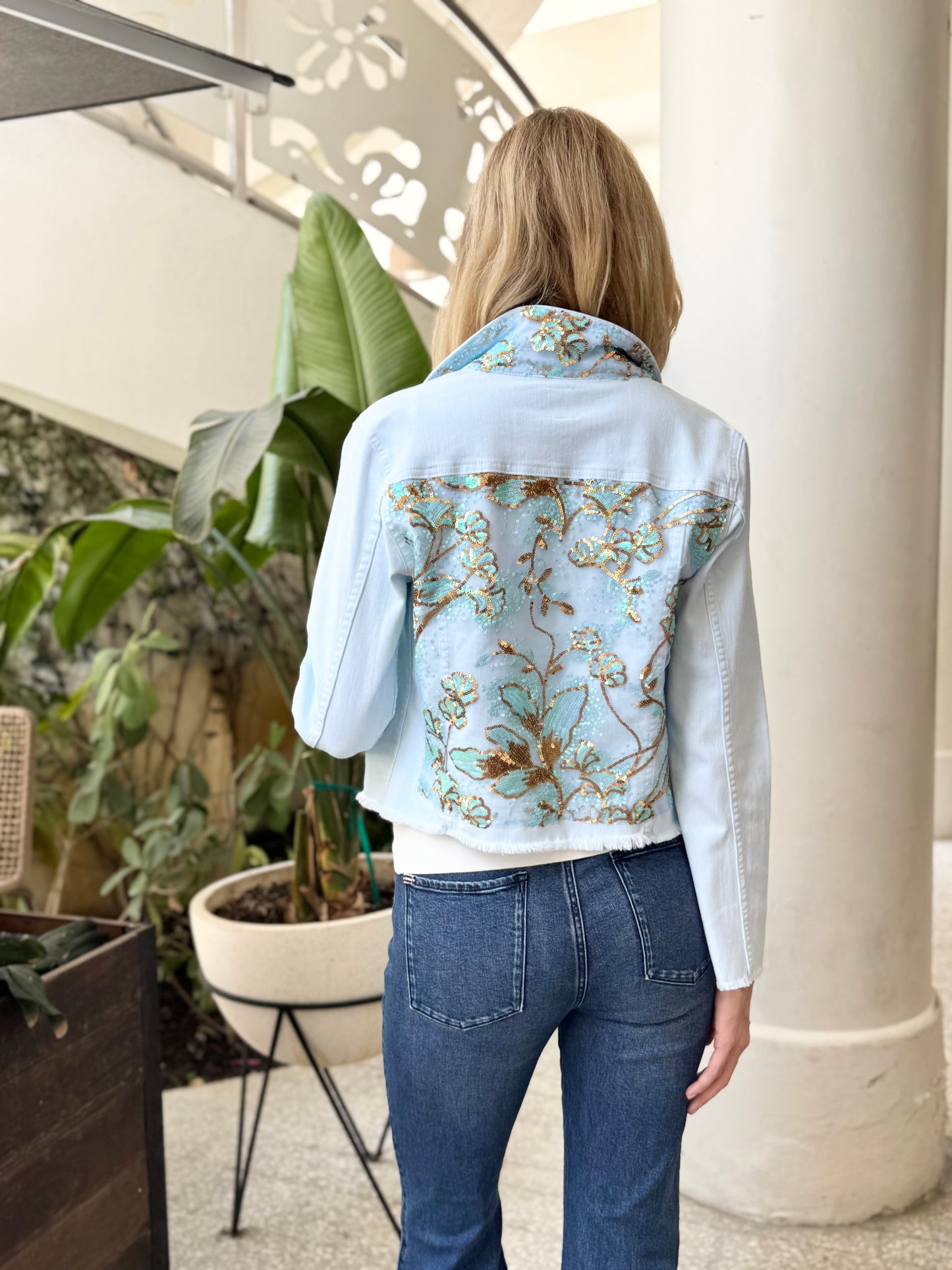 The Nantucket Blue Denim Jacket / Summer Sequins