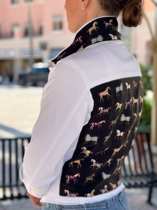 The White Denim Jacket / Equine Elegance / Jet Black