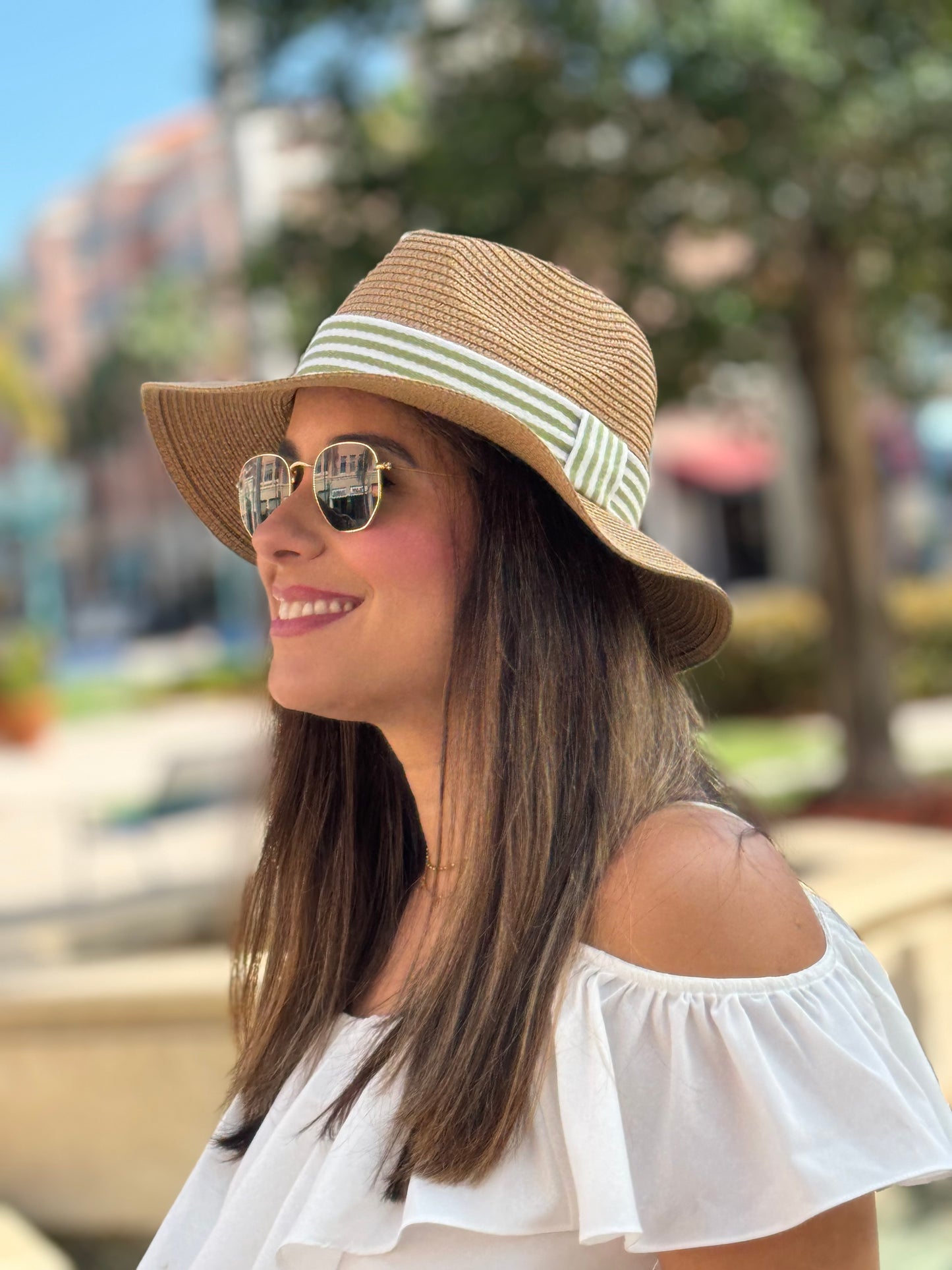 Hat / Stripe / Natural Sage / Wholesale - Stacy Bradley Design