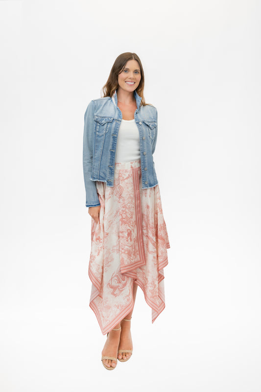Silk Scarf Skirt / Pink Toile - Stacy Bradley Design