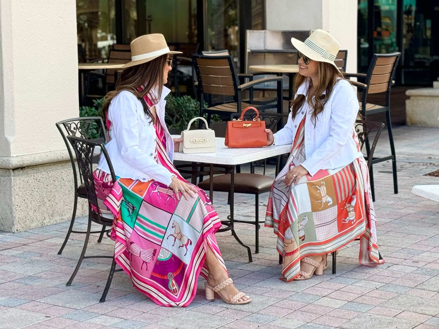 Silk Dress / Sage and Coral Horse - Stacy Bradley Design