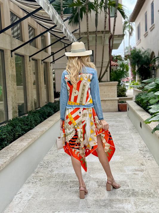 The Light Denim Jacket / Orange and Olive Pucci - Stacy Bradley Design