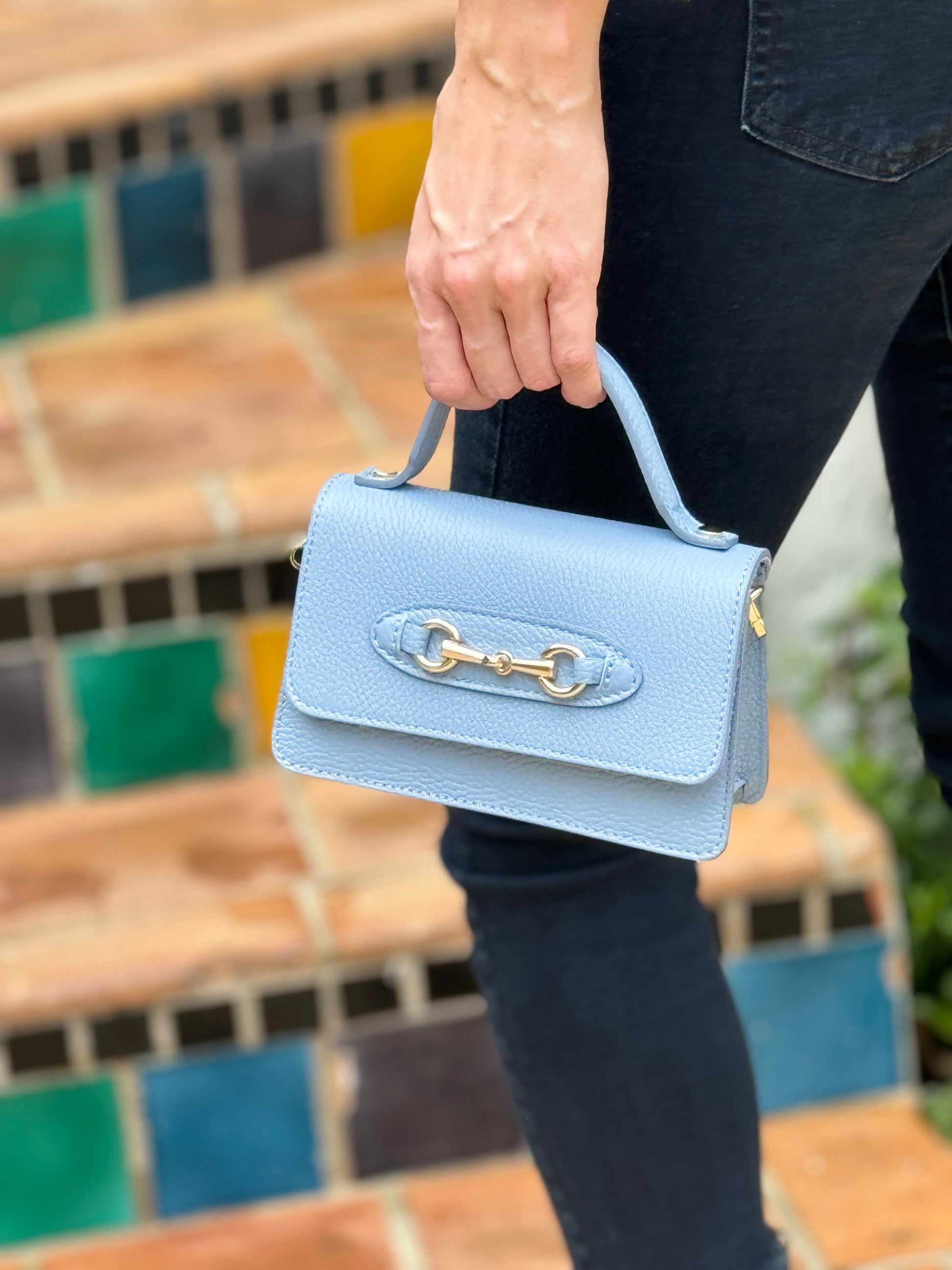 Purse / Sorrento Italian Leather / Light Blue/Wholesale - Stacy Bradley Design