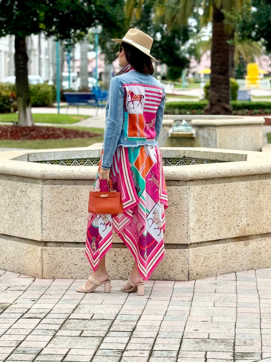 Silk Dress / Pink Horse - Stacy Bradley Design