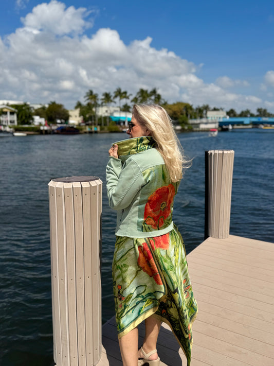 The Tea Leaf Green Denim Jacket / My Poppy - Stacy Bradley Design