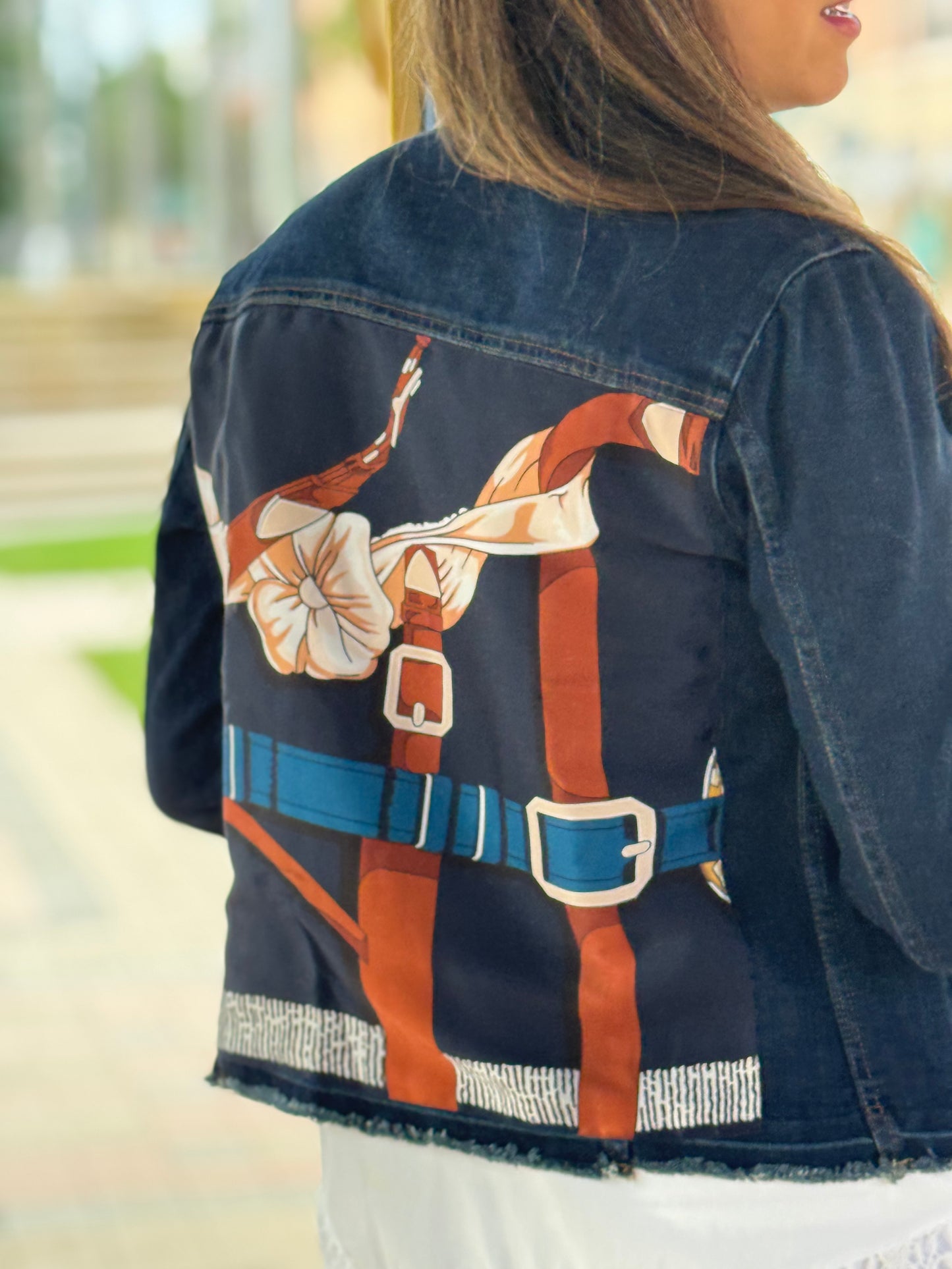 The Dark Denim Jacket / Navy Strap & Buckle - Stacy Bradley Design