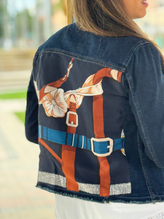 The Dark Denim Jacket / Navy Strap & Buckle - Stacy Bradley Design