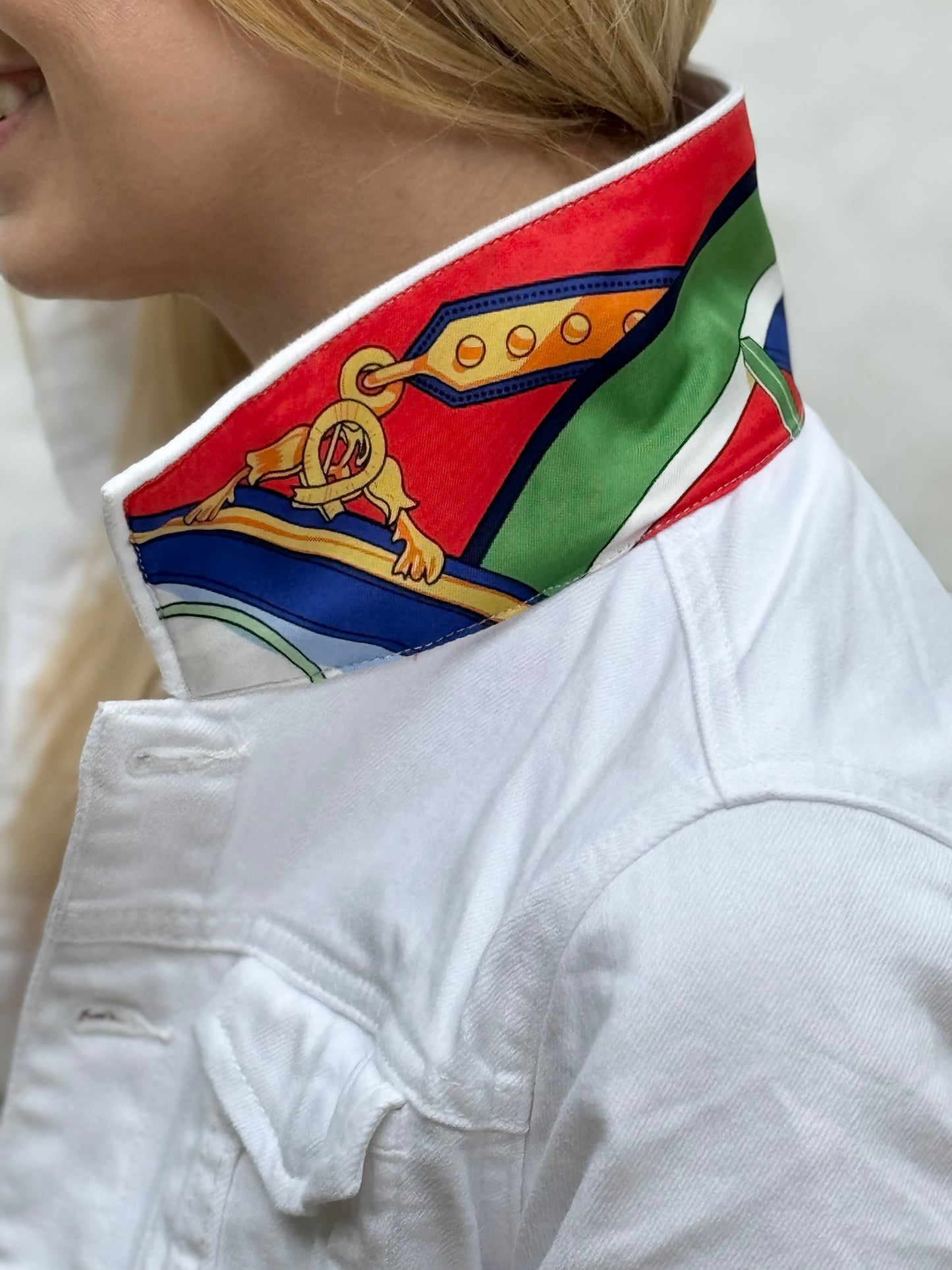 The White Denim Jacket / Love Red - Stacy Bradley Design