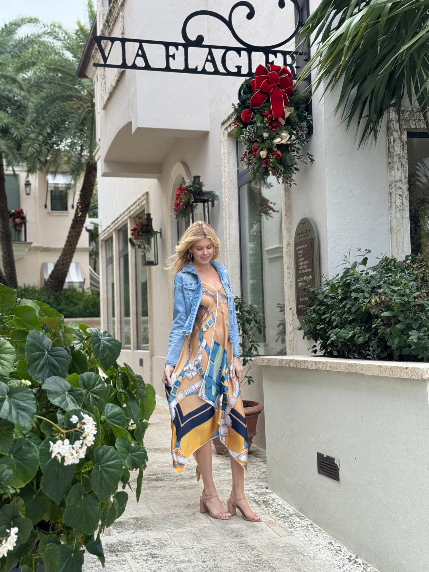 Silk Dress / Capri Blue Straps & Buckle - Stacy Bradley Design
