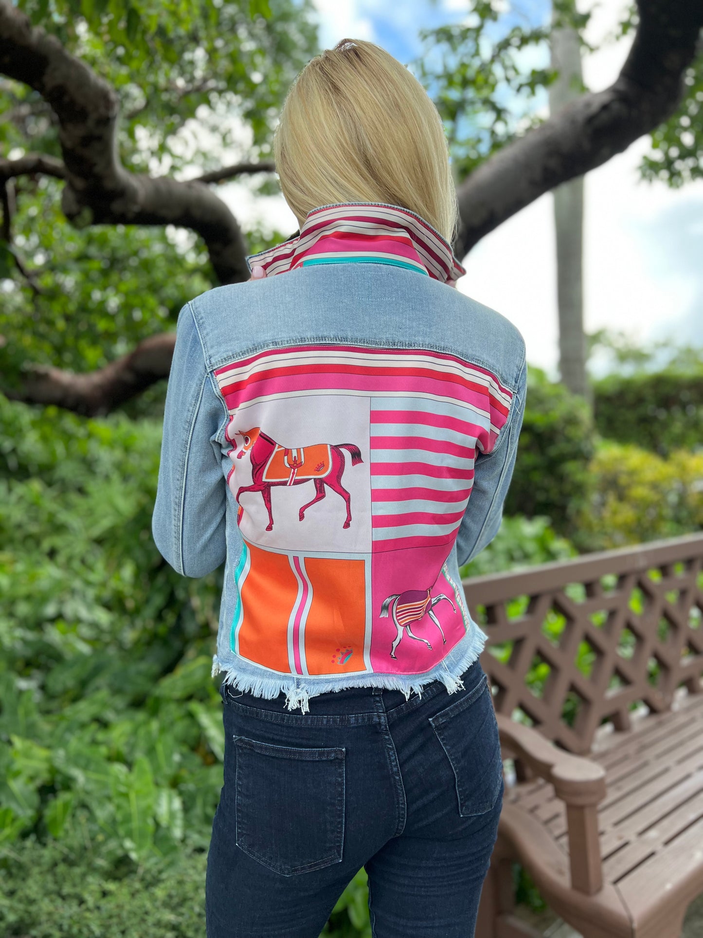 The Light Denim Jacket / Pink Horse - Stacy Bradley Design