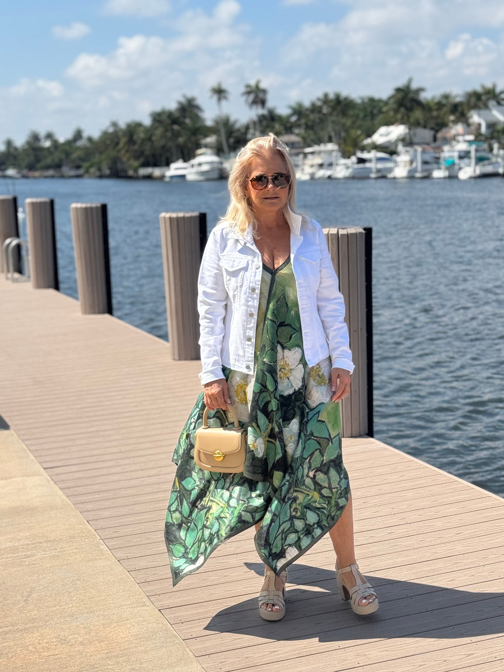 Silk Dress / White Blossom - Stacy Bradley Design