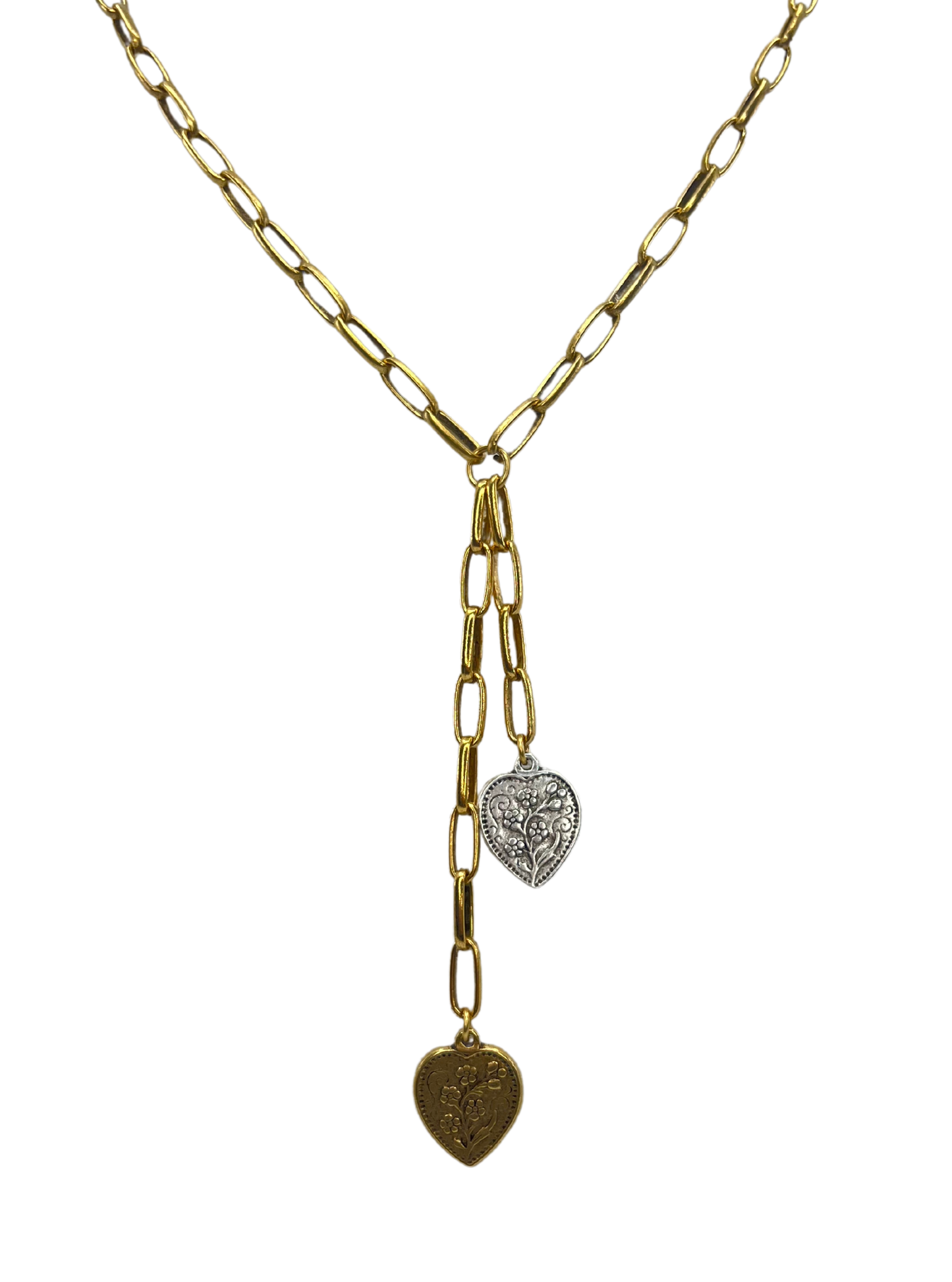 Gold and Silver Plated Heart Lariat