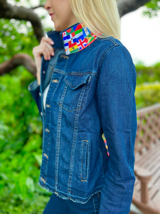 The Dark Denim Jacket / Around the World /Wholesale - Stacy Bradley Design