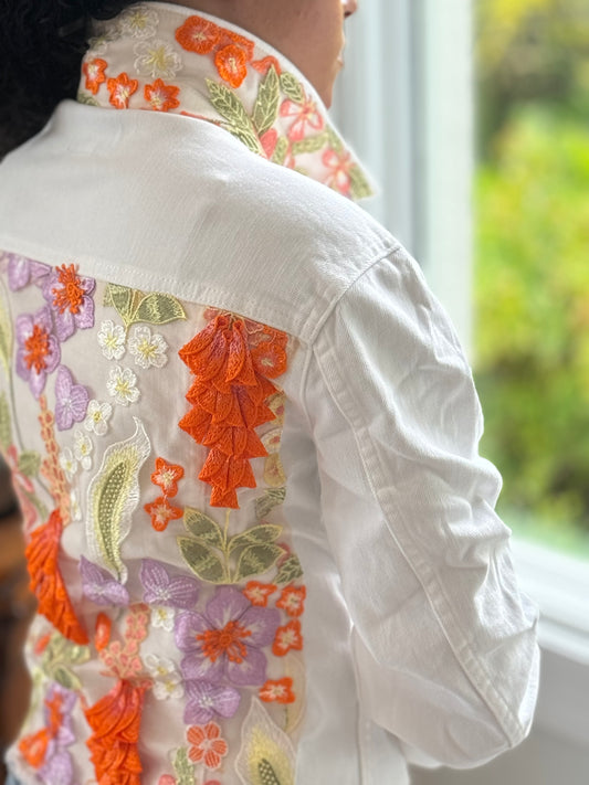 The White Denim Jacket / Orange Blossom / Wholesale - Stacy Bradley Design
