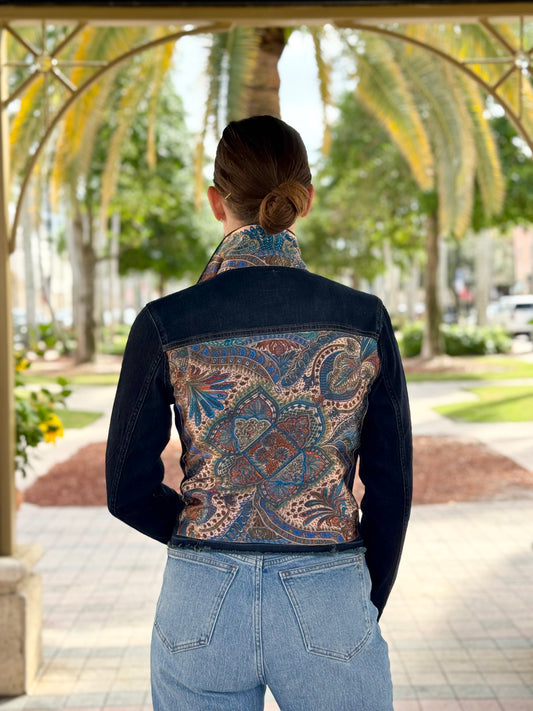 The Dark Denim Jacket / Bohemian Paisley - Stacy Bradley Design