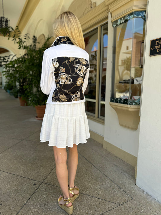 The White Denim Jacket / Black Stirrup / Wholesale - Stacy Bradley Design