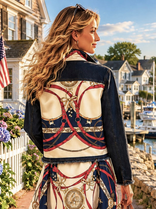 The Dark Denim Jacket / Navy & Red Bridle