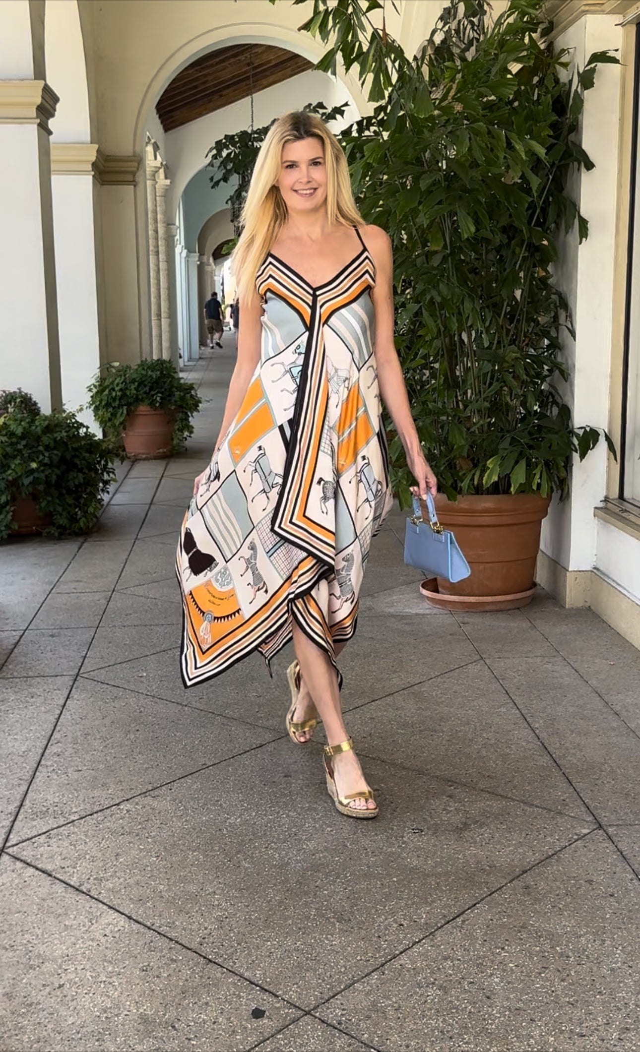 Silk Dress / Blue and Black Horse - Stacy Bradley Design