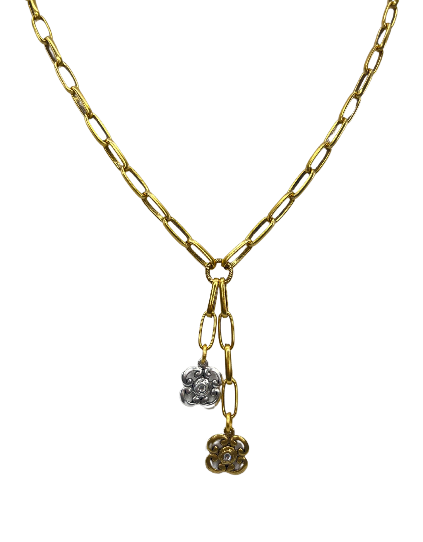 Gold and Silver Plated Flower Lariat