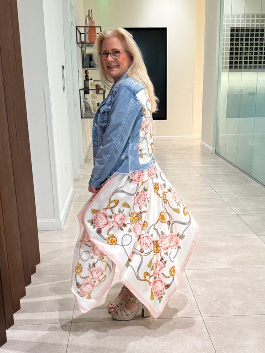 Silk Dress / Pink Roses - Stacy Bradley Design