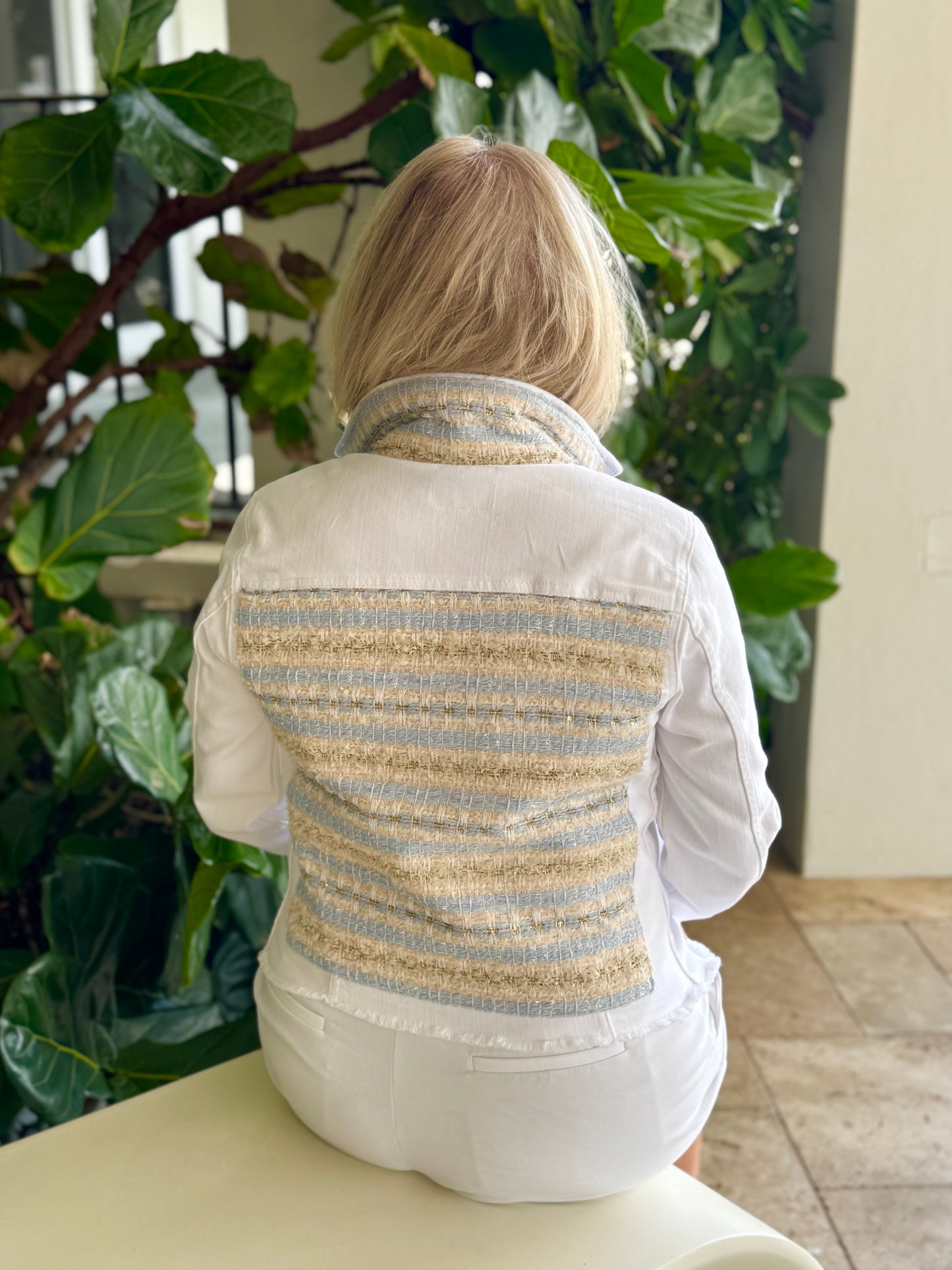 The White Denim Jacket / Tweed Ocean and Sand