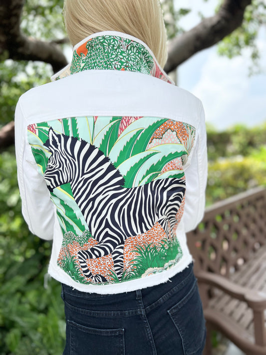 The White Denim Jacket / Love a Zebra / Wholesale - Stacy Bradley Design