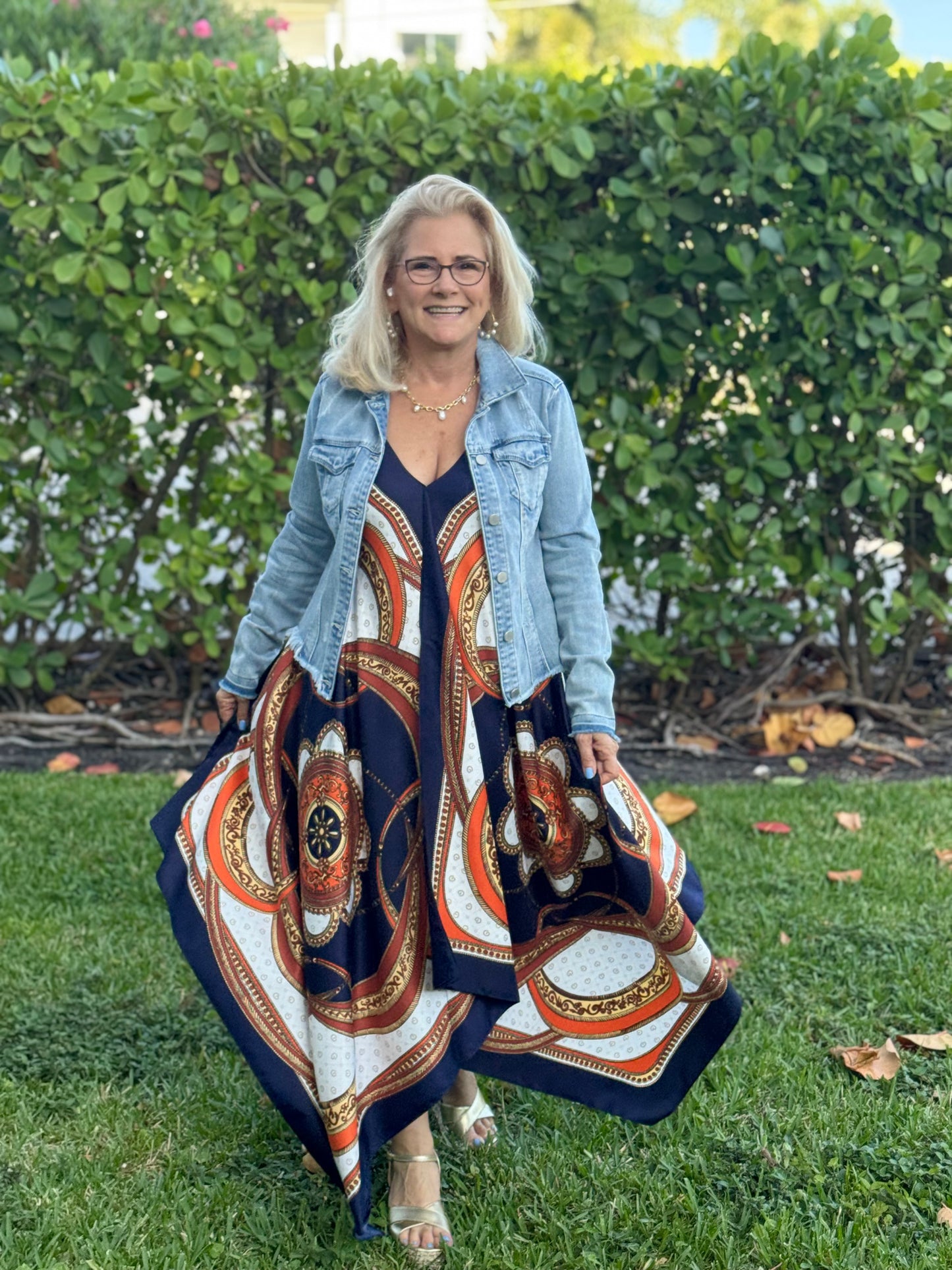 Silk Dress / Navy Elegance