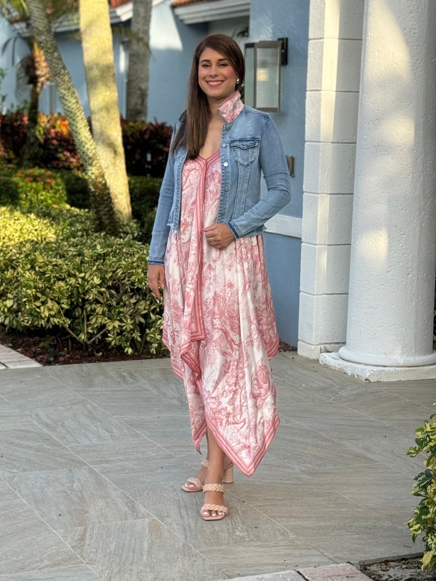 The Light Denim Jacket / Pink Toile - Stacy Bradley Design