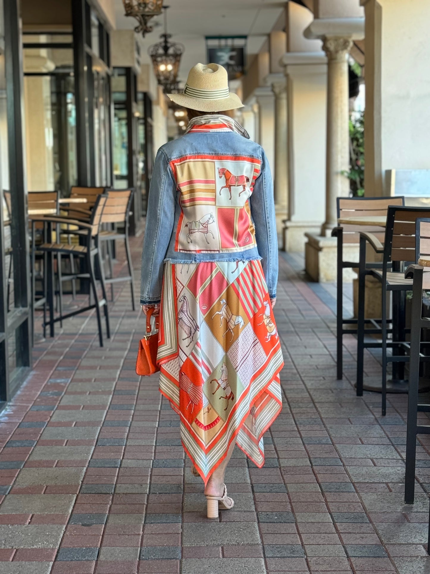 Silk Dress / Sage and Coral Horse - Stacy Bradley Design
