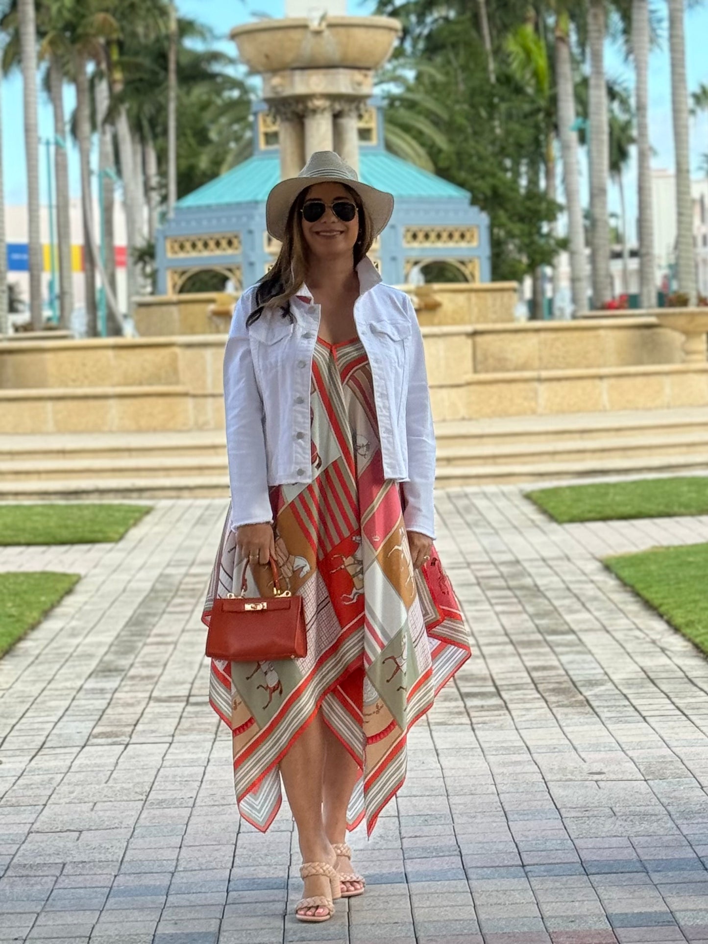 Silk Dress / Sage and Coral Horse - Stacy Bradley Design