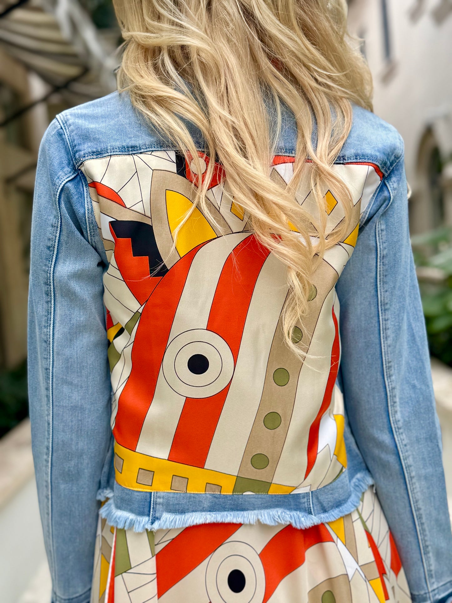 The Light Denim Jacket / Orange and Olive Pucci - Stacy Bradley Design
