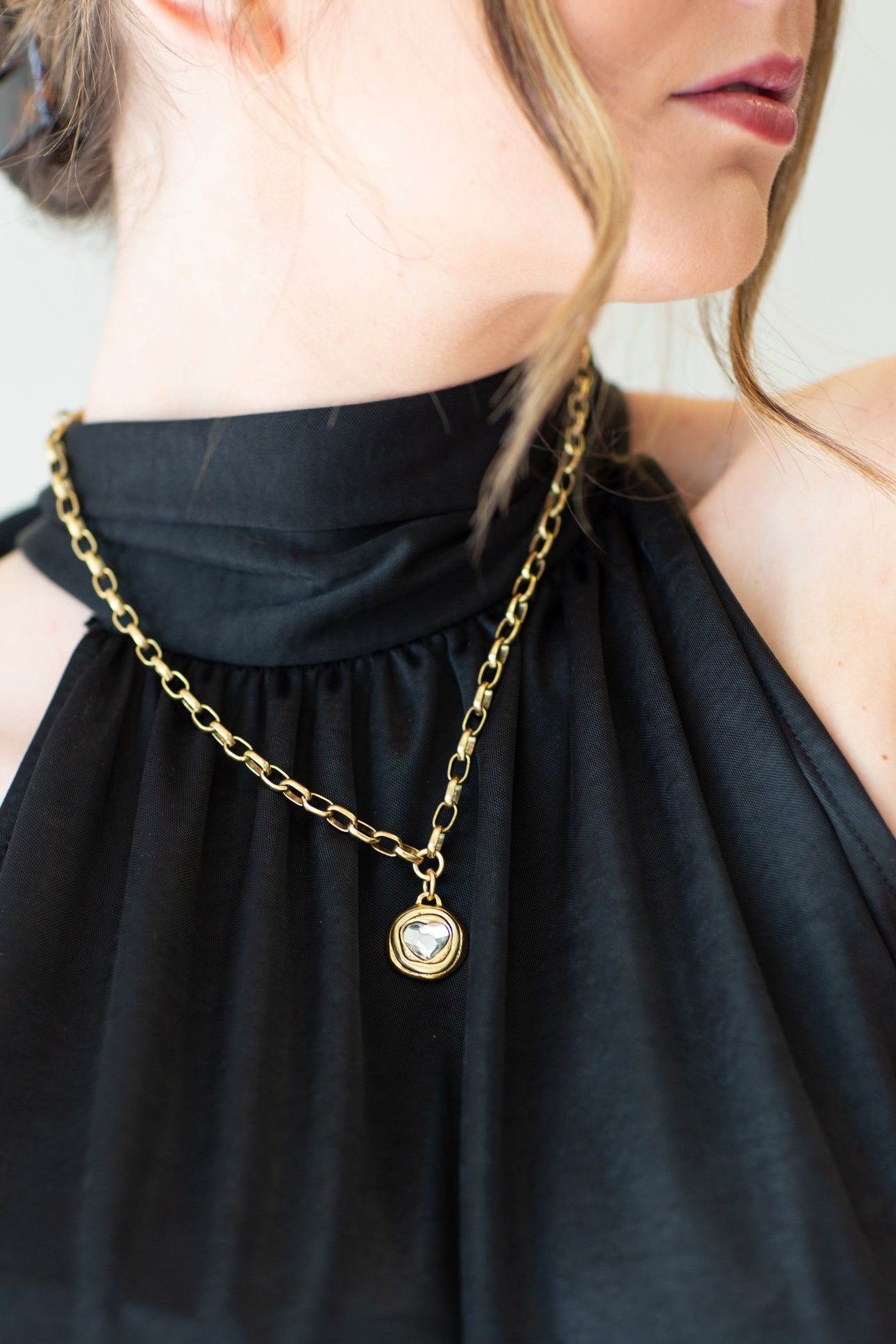 Gold Plated 18" Chain with Swarovski Crystal Heart Pendant - Stacy Bradley Design