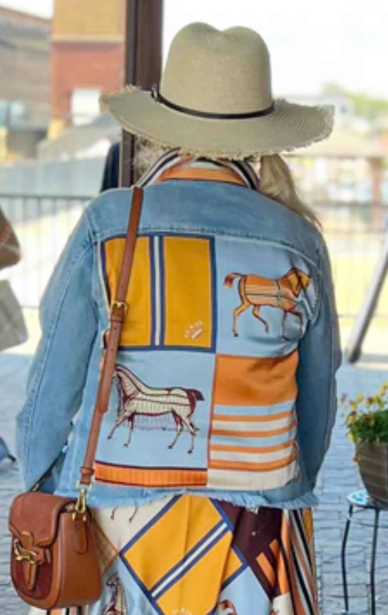 The Light Denim Jacket / Light Blue with Orange Horse