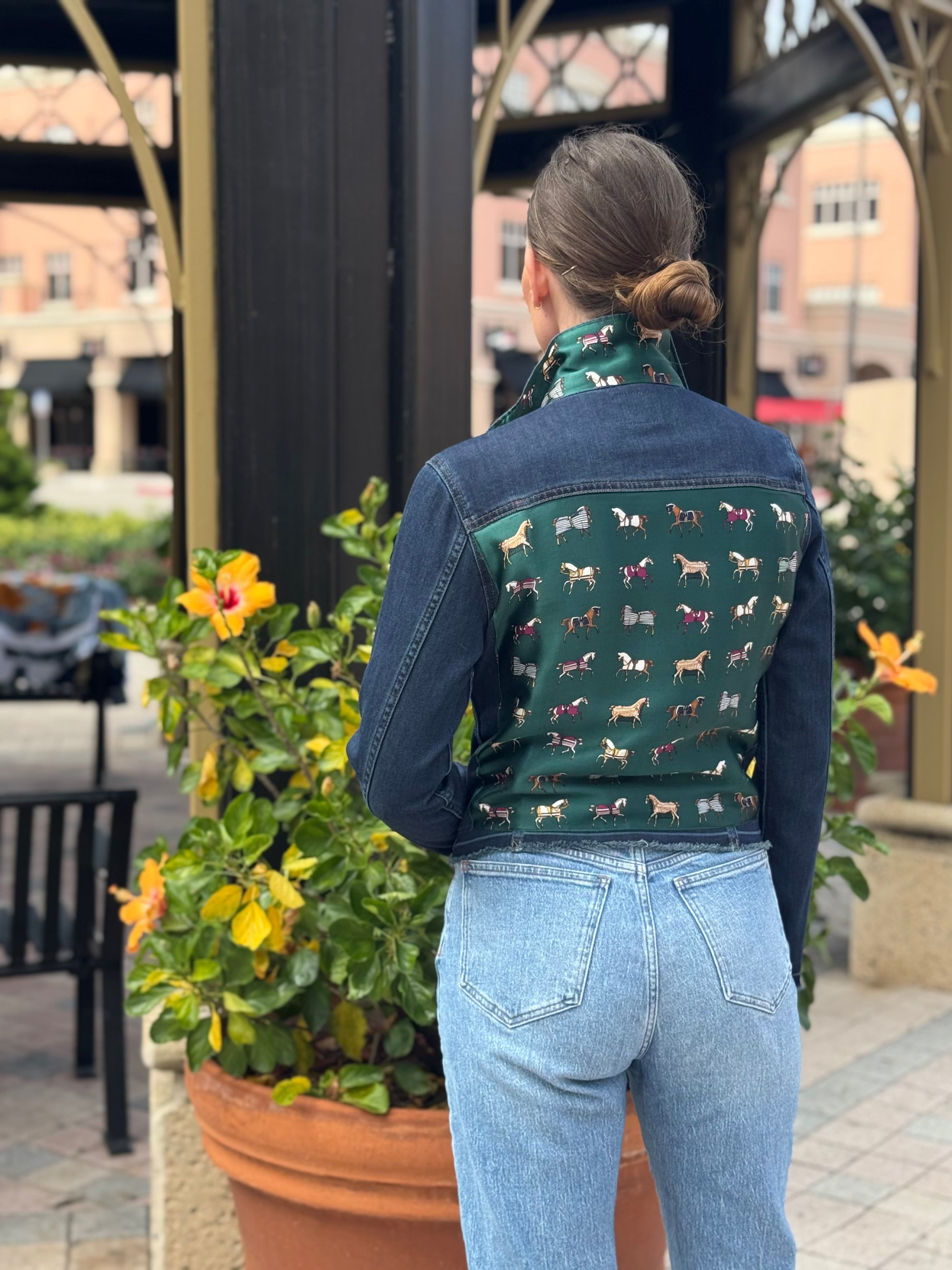 The Dark Denim Jacket / Equine Elegance / Hunter Green