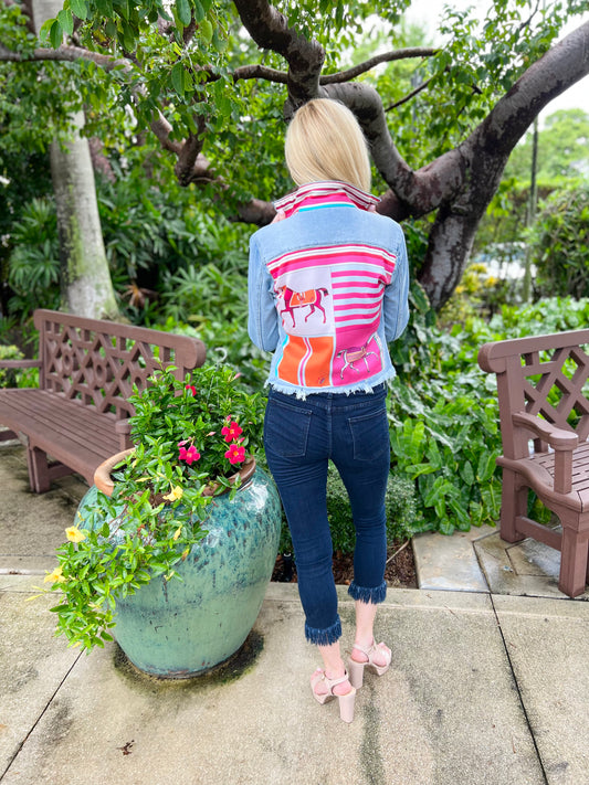 The Light Denim Jacket / Pink Horse - Stacy Bradley Design