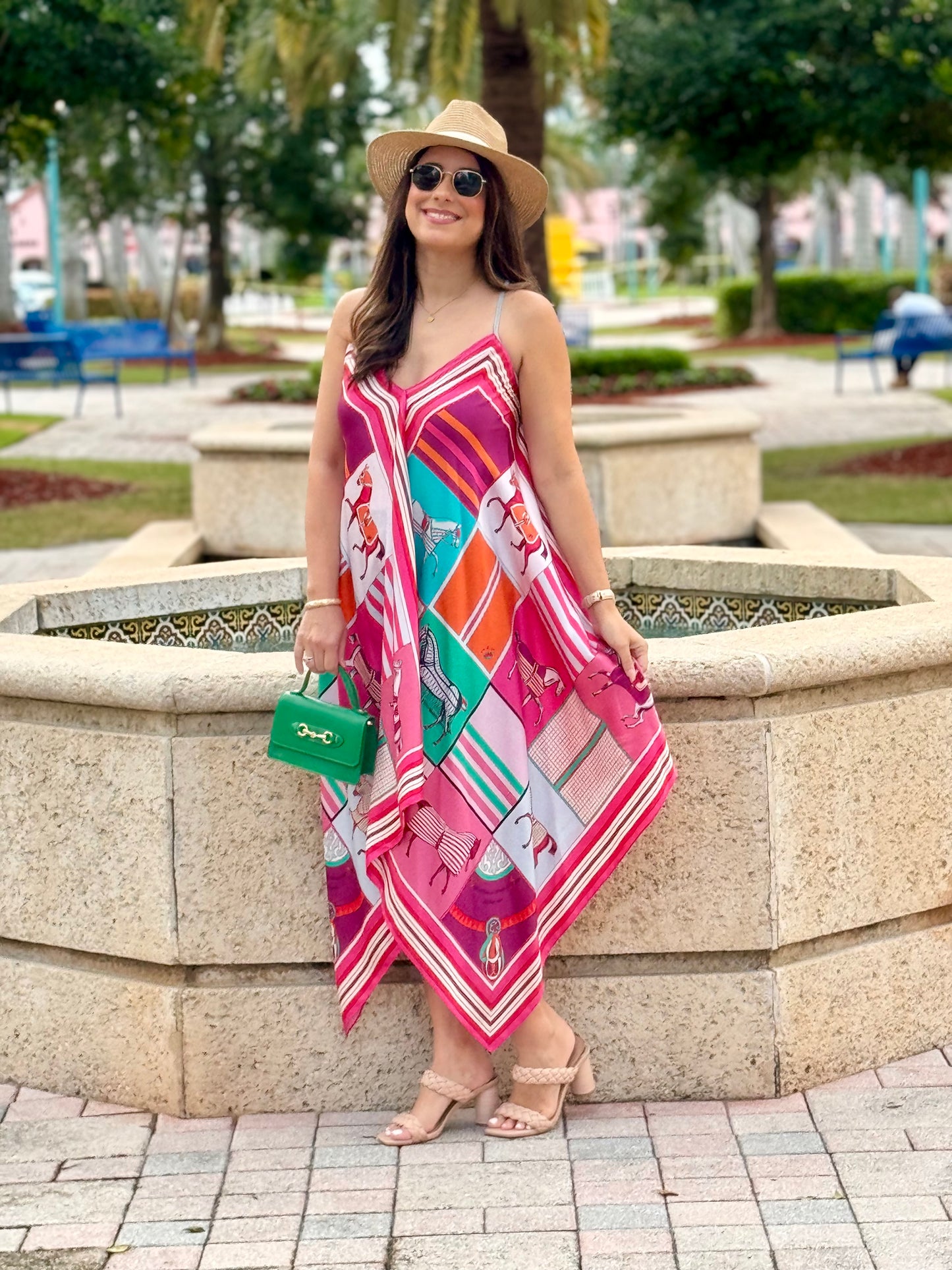 Silk Dress / Pink Horse - Stacy Bradley Design