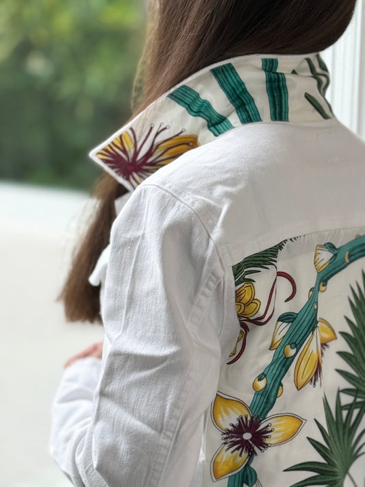 The White Denim Jacket / Orchid Palm / wholesale - Stacy Bradley Design