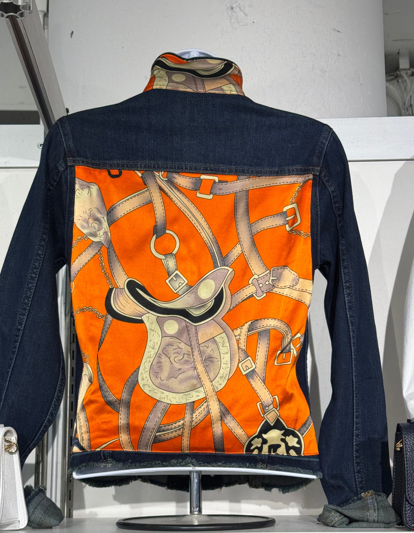 The Dark Denim Jacket / Orange Equestrian - Stacy Bradley Design
