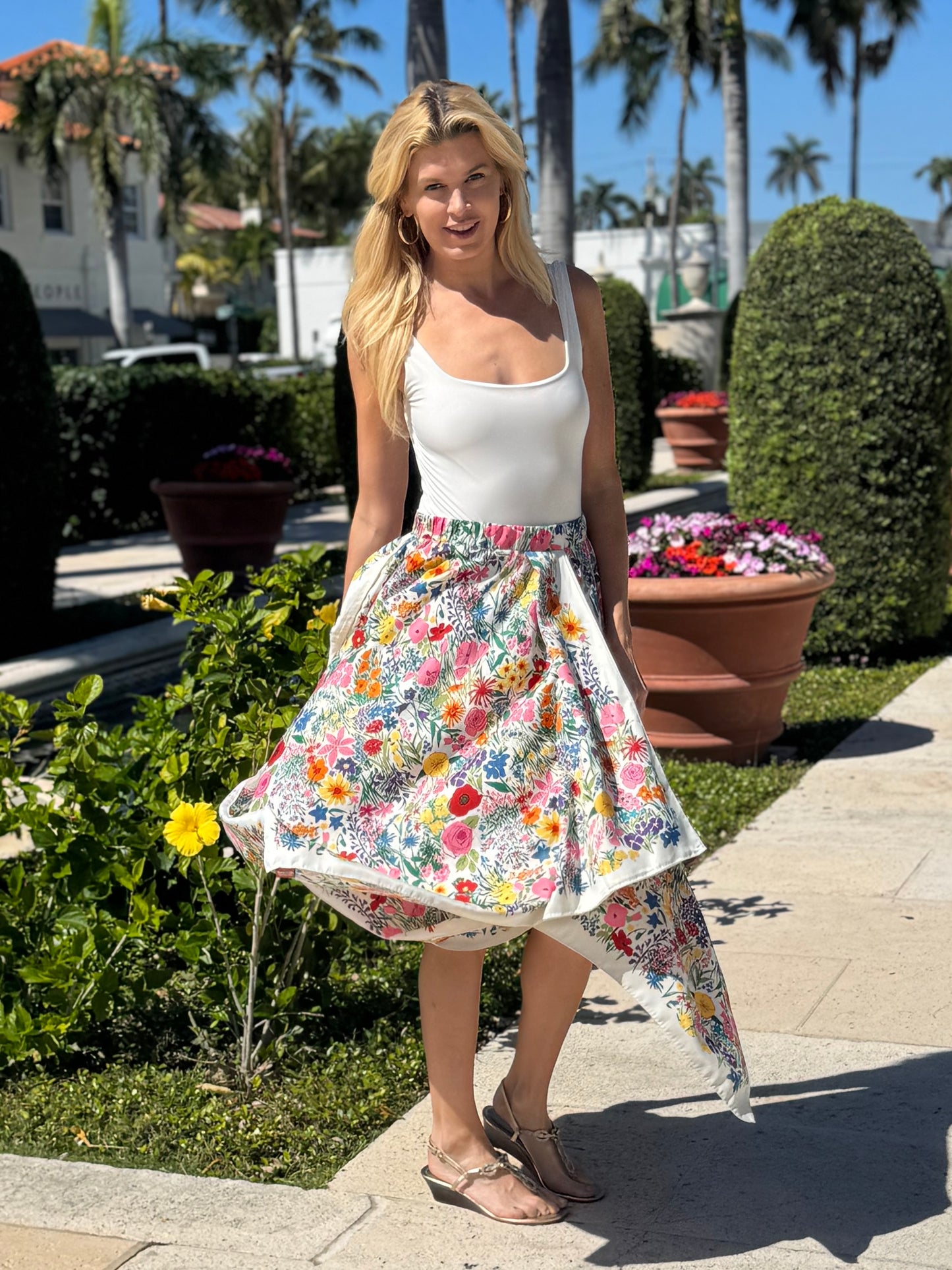 Silk Scarf Skirt / Field of Flowers