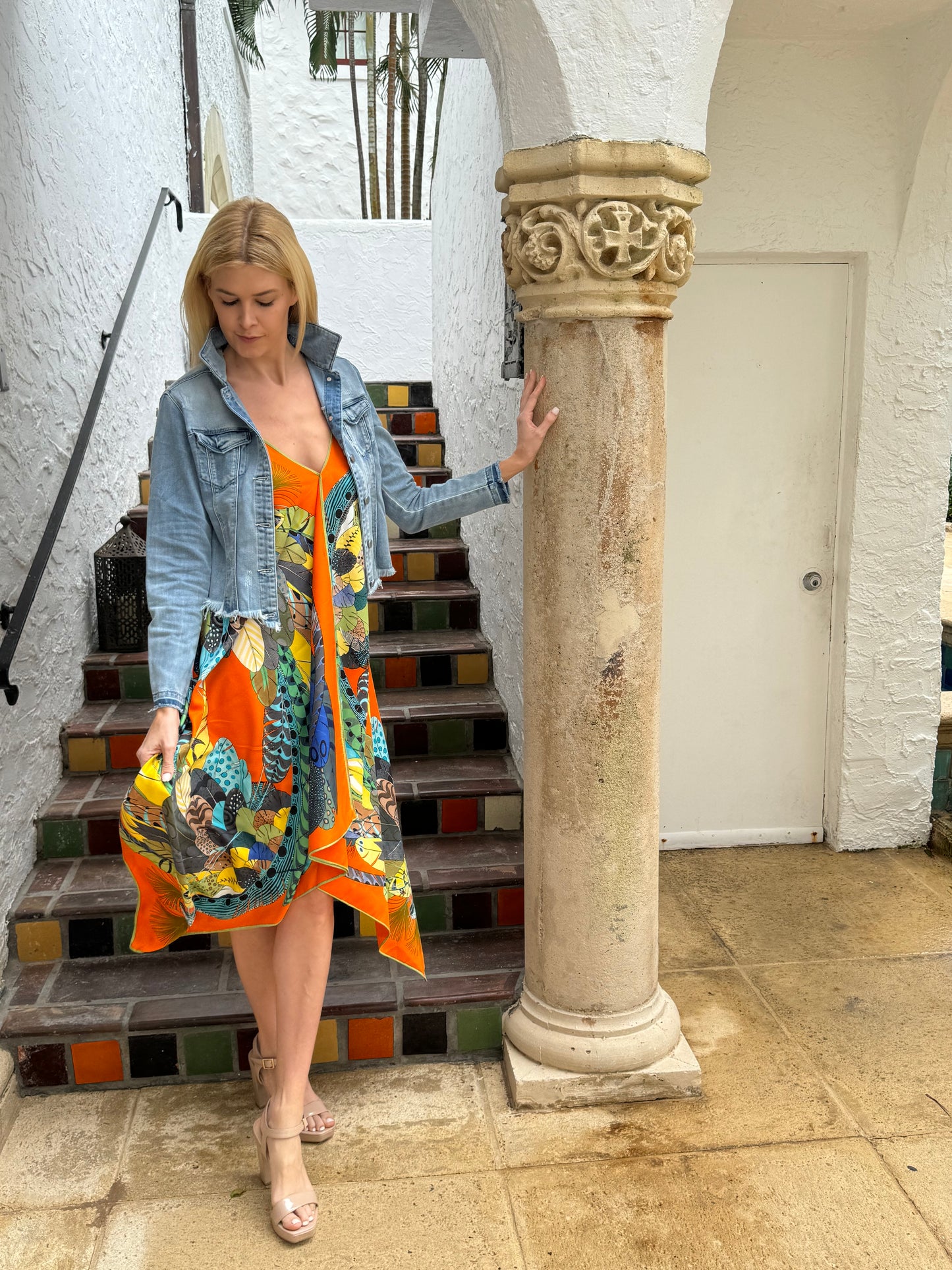 The Light Denim Jacket / Orange Feather / wholesale - Stacy Bradley Design