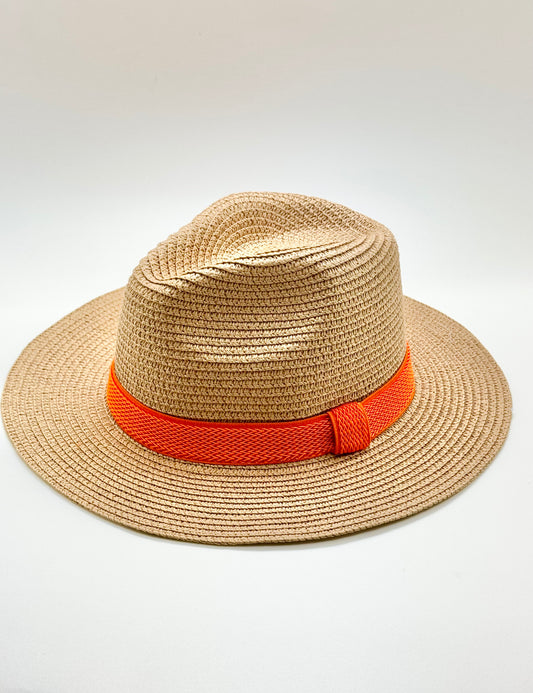 Hat / Orange Band / Natural / wholesale - Stacy Bradley Design